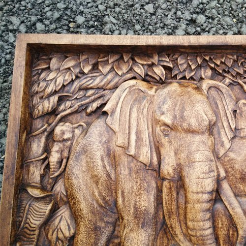 Wood Carving Elephants Wall Art Decoration Wood Plaque ForefathersArt